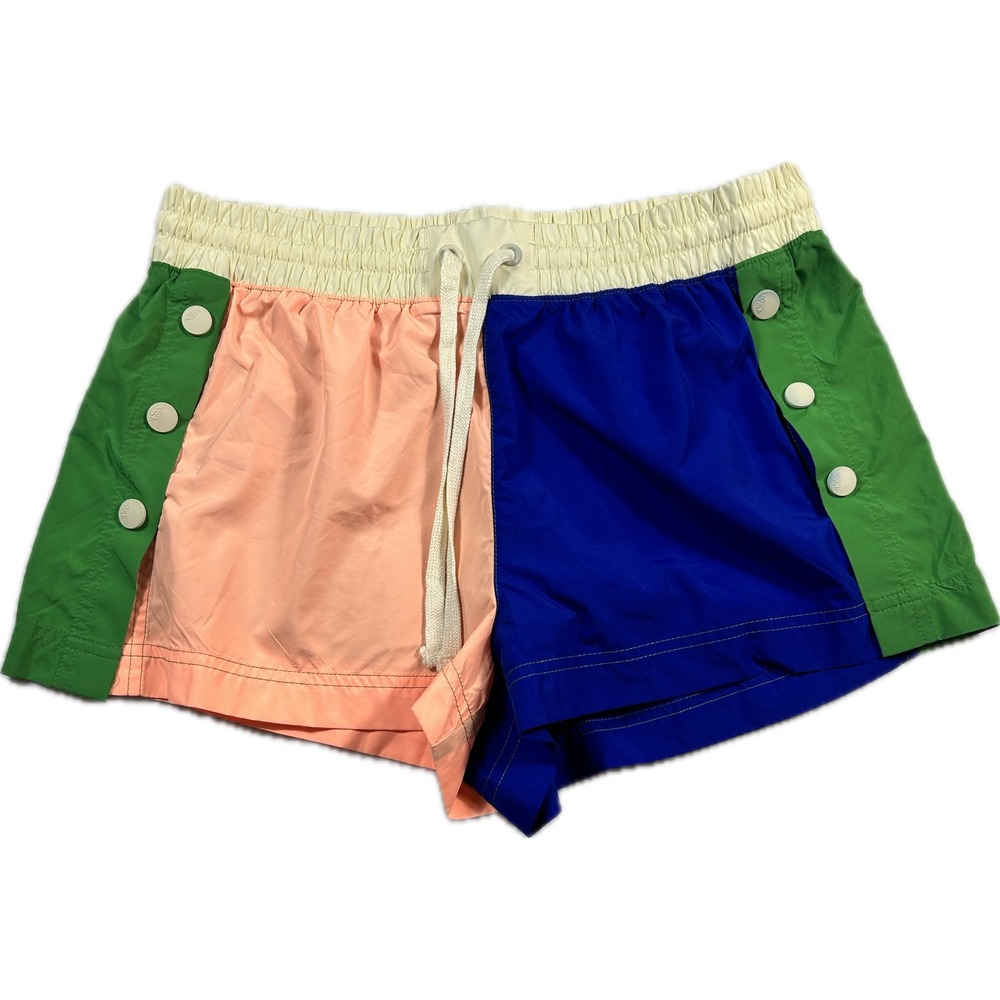 Free People FP Movement The Way Home Colorblock Shorts Blue Peach Green Large